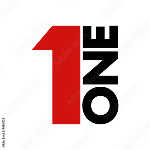 Word and number one vector. First template icon. One symbol silhouette
