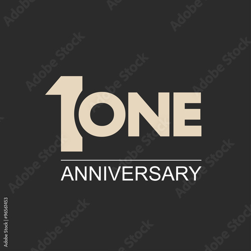 Word and number one vector. First template icon. One symbol silhouette