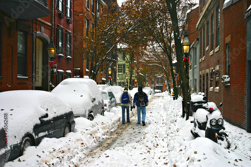 Stock image of a snowing winter at Boston, Massachusetts, USA..
