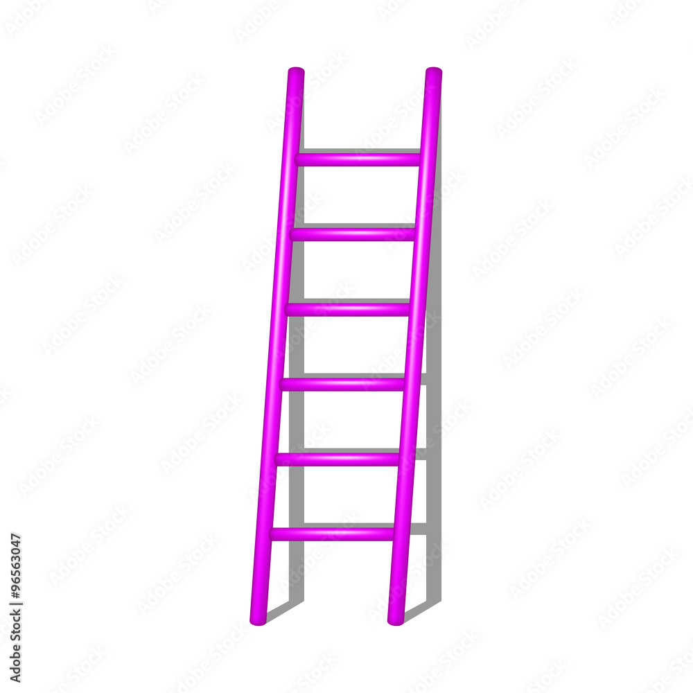 Wooden ladder in pink design with shadow Wooden ladder in pink design with shadow