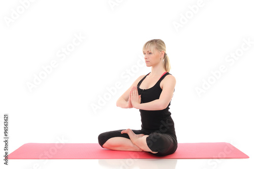  woman in the prayer position.