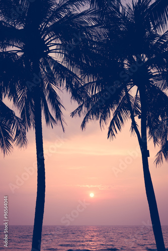 Tropical beach with coconut palm at summer time © bigy9950