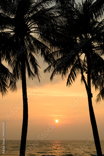 Tropical beach with coconut palm at summer time