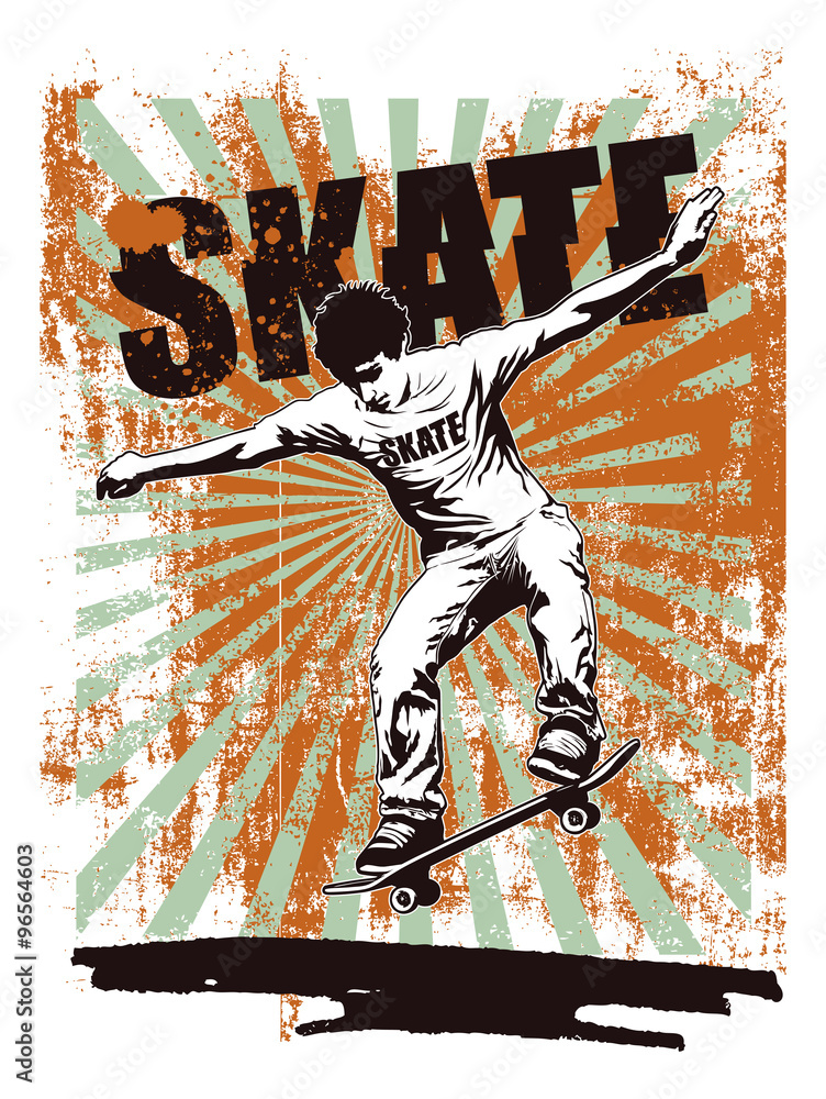 Vecteur Stock skate stencil poster with acrobat rider | Adobe Stock