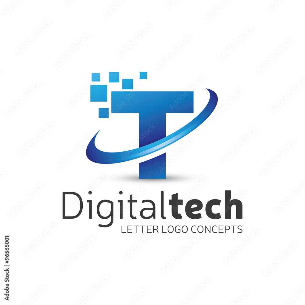 Digital Technology Letter T Logo Stock Vector