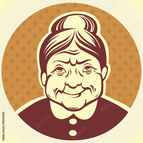 vector portrait of lovely grandmother