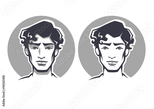vector portraits of handsome young man