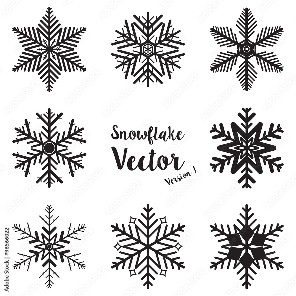 Snowflake winter set vector illustration