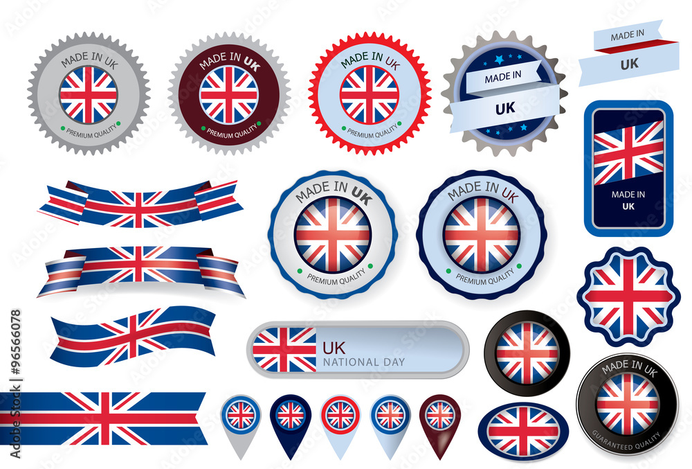 Fototapeta premium Made in UK Seal, United Kingdom Flag (Vector Art)