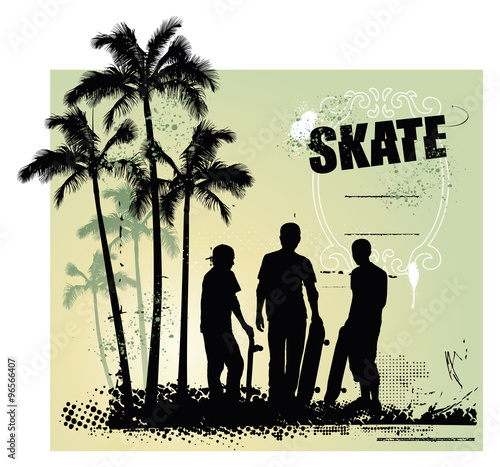 skate scene with three boys with tables photo