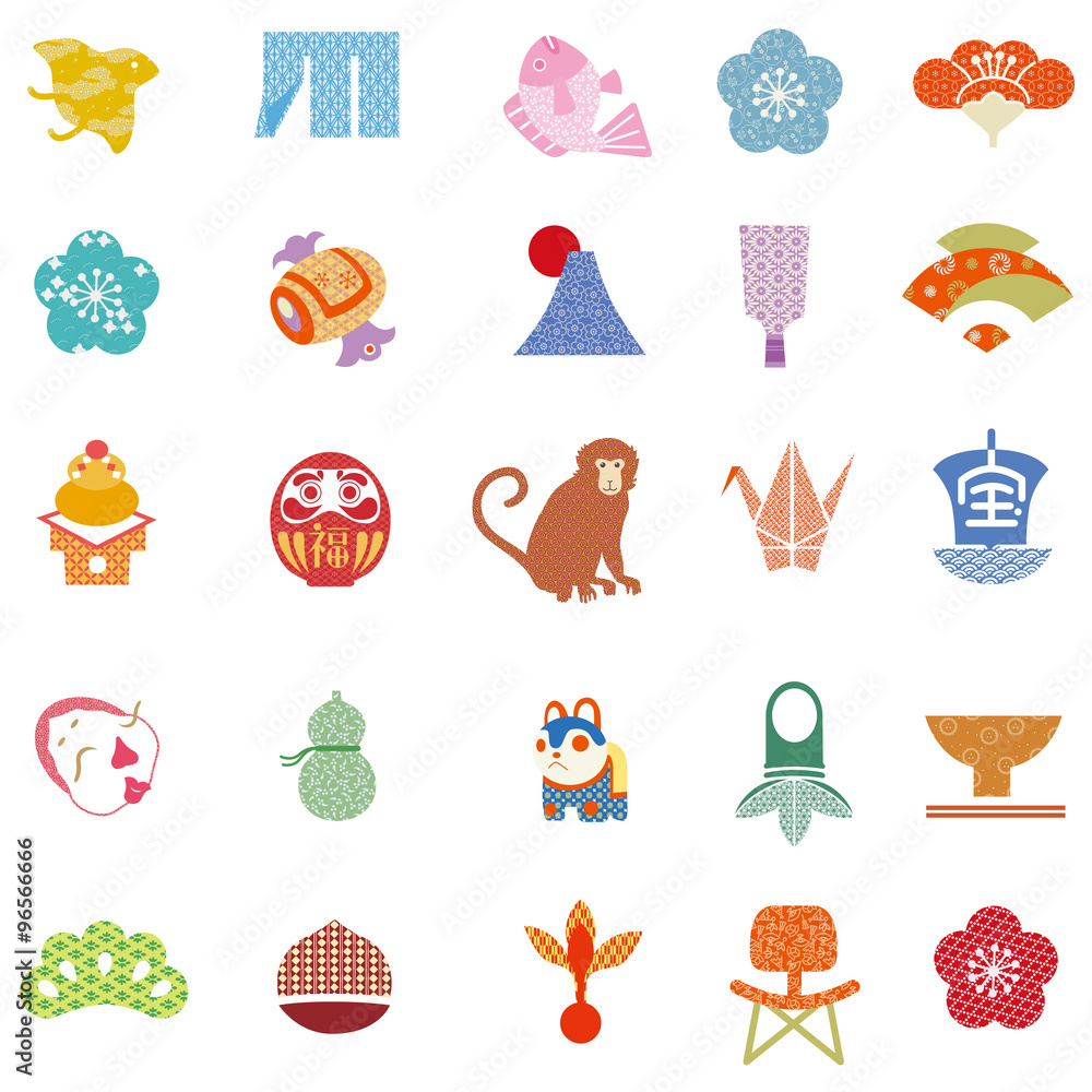 縁起物 年賀 アイコン 和風 Stock Vector Adobe Stock