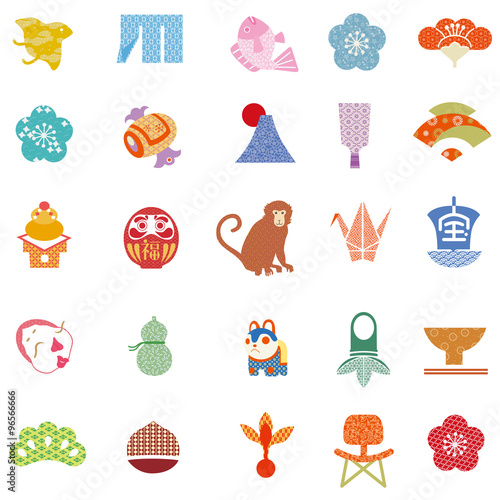 Wallpaper Mural 縁起物　年賀　アイコン　和風 Torontodigital.ca