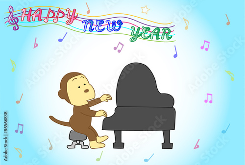 猿の音楽の年賀状素材