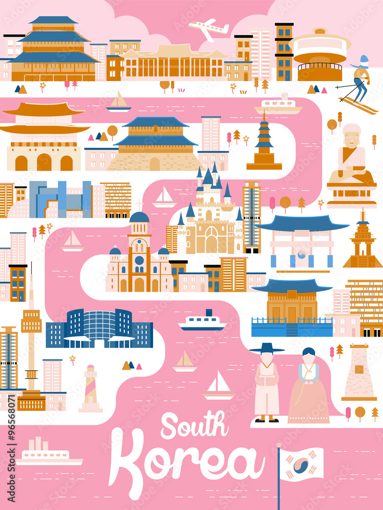 Naklejka premium South Korea travel poster