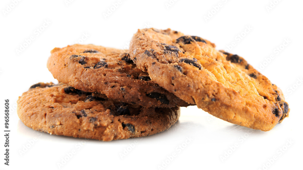 Cookies with chocolate crumbs isolated on white background Cookies with chocolate crumbs isolated on white background