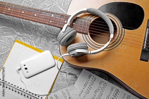 Classical guitar and headph...