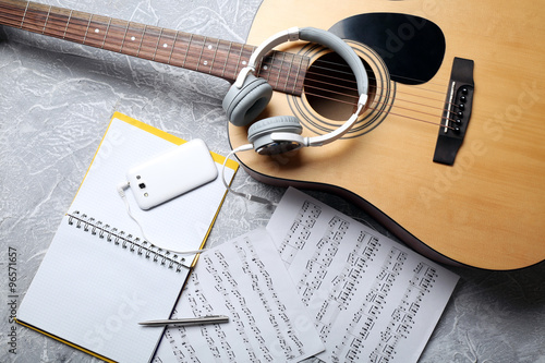 Classical guitar and headph...