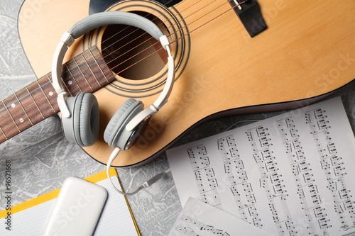 Classical guitar and headph...