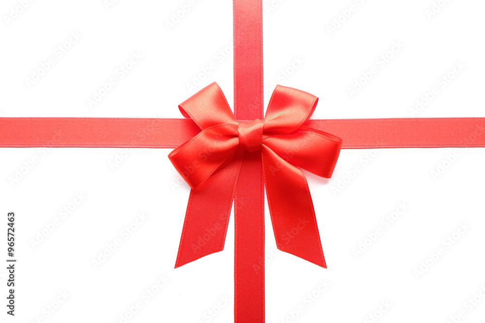 red bow and ribbons, isolated on white red bow and ribbons, isolated on white