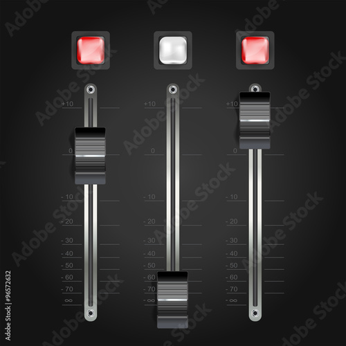 audio mixing console on black. vector