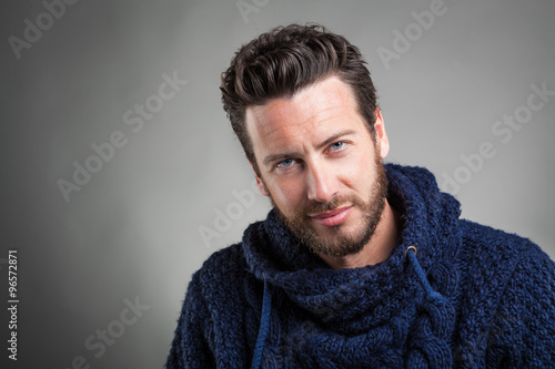 Bearded Man wearing blue sweater