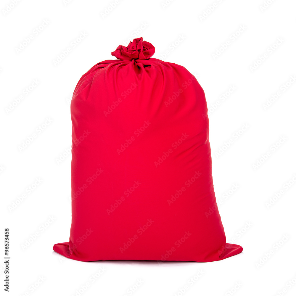 Red closed Christmas sack full of gifts isolated on white Red closed Christmas sack full of gifts isolated on white
