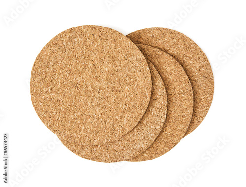 Isolated cork drink coasters photo
