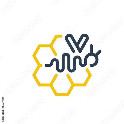 Honey bee elegant and dynamic logo. Beekeeping, honey production sign. Linear, flat design. photo