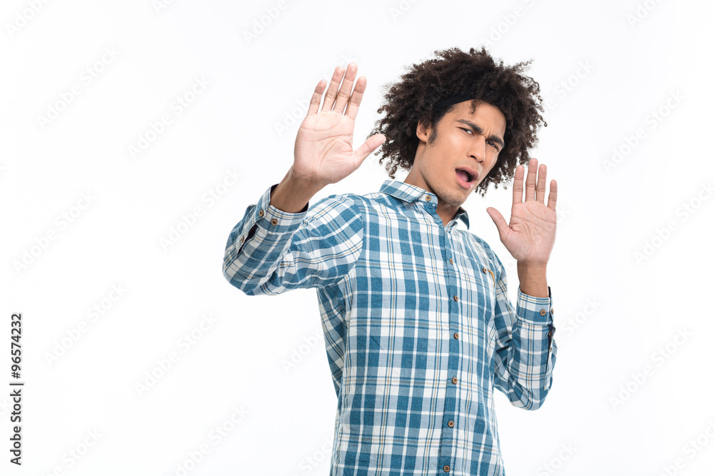 Young afro american man with disgust emotion Young afro american man with disgust emotion