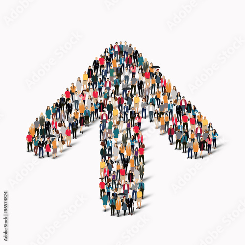 crowd people  shape  arrow direction