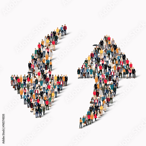 crowd people  shape  arrow direction