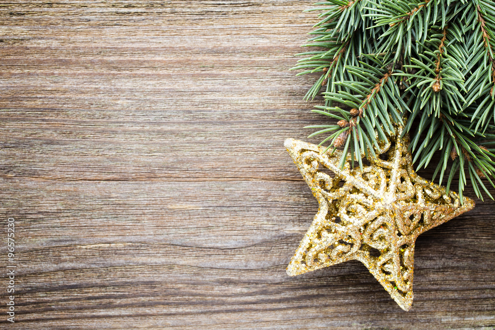 Wood texture with ornament and firtree. Wood texture with ornament and firtree.