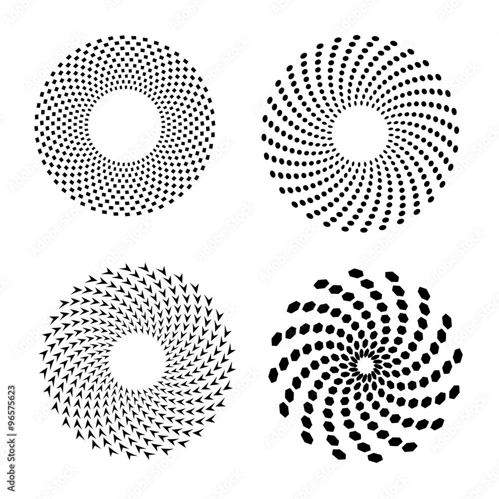 Set of vector spirals. Design element