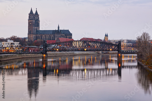 Magdeburg cathedral and lift bridge