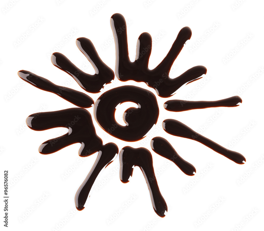 Silhouette of drawn chocolate sun, isolated on white Silhouette of drawn chocolate sun, isolated on white