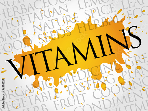 Vitamins word cloud, health concept