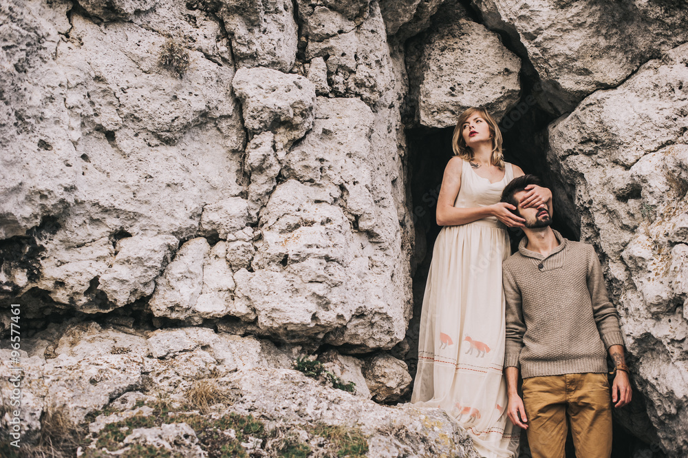 loving couple in the mountains loving couple in the mountains