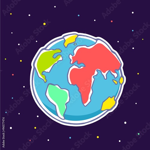 Vector colorful illustration of planet Earth on dark background