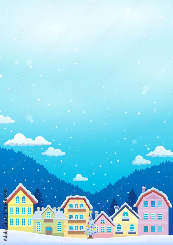Winter theme with Christmas town image 1