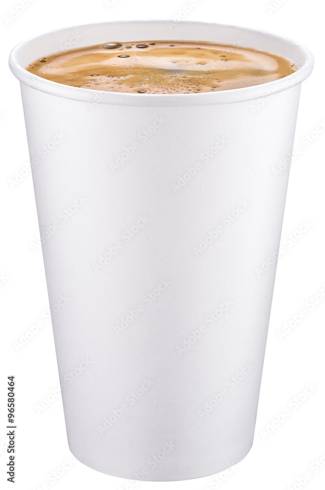 White plastic cup of coffee. File contains clipping paths. White plastic cup of coffee. File contains clipping paths.