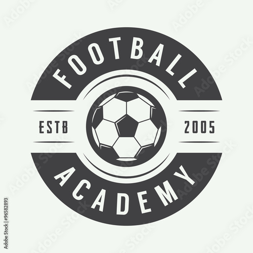 Vintage soccer or football logo, emblem, badge. 