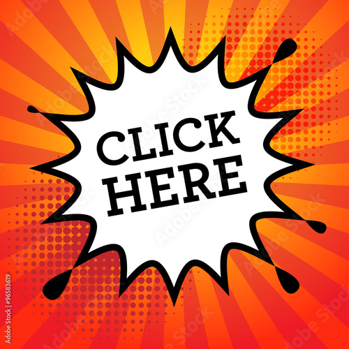 Comic book explosion with text Click Here