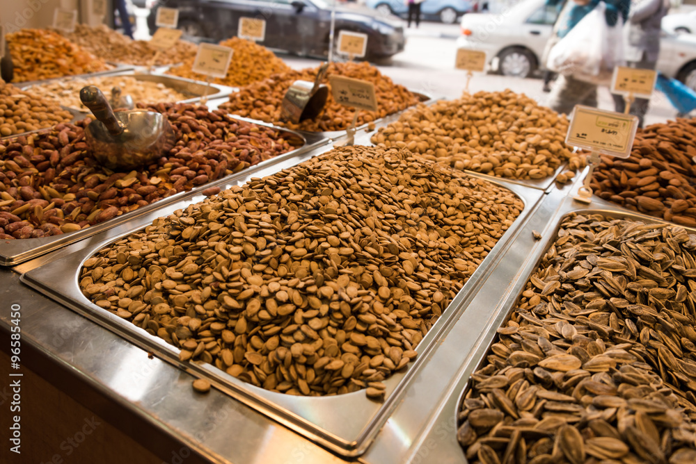 Nuts and seeds in a store