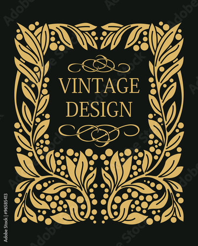  Elegant Vintage floral frame with tree