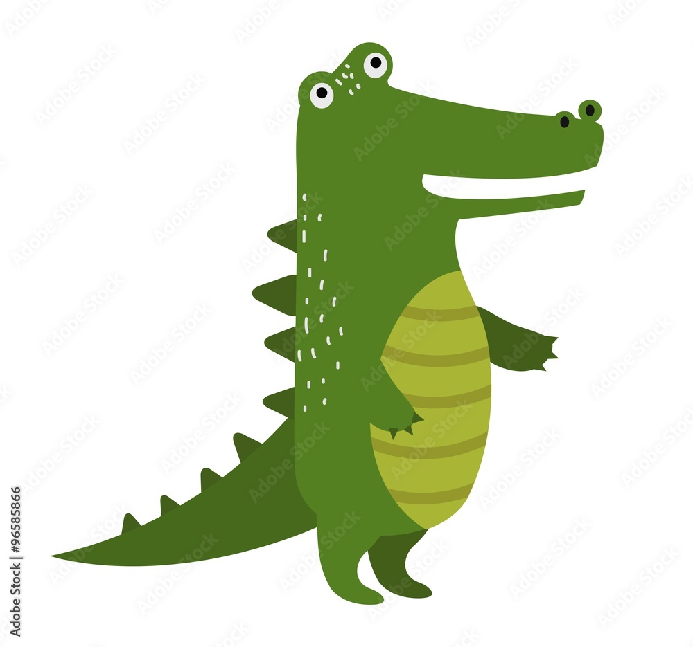 Obraz premium Vector cartoon cute crocodile isolated on white background