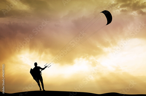 kite surfer at sunset