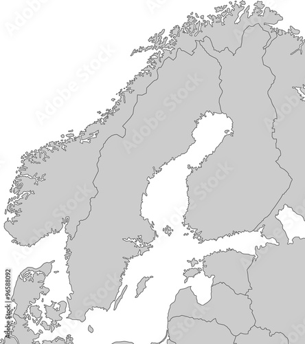 Karte von Skandinavien - Grau