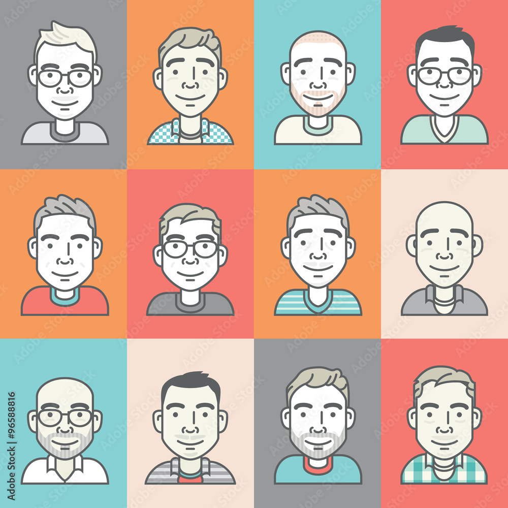 set of cartoon-style vector hipster characters set of cartoon-style vector hipster characters
