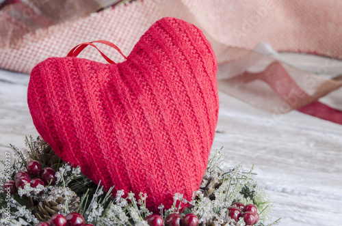 Decorative heart on wooden boards