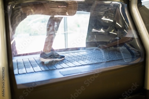 Athlete working out on an anti gravity treadmill